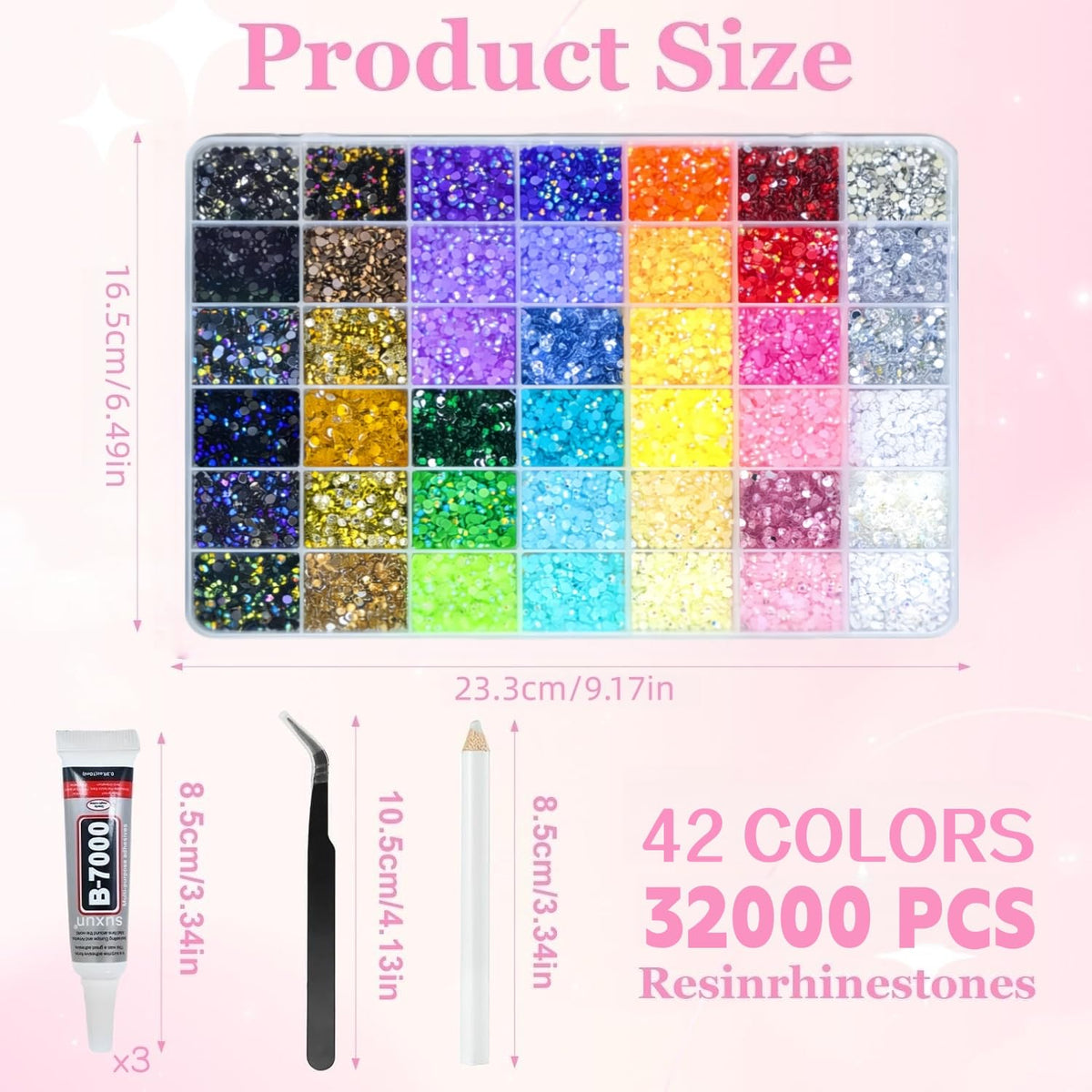 Jelly Rhinestones Bedazzling Kit, 42 Colors, 32000 Pieces, 3 mm