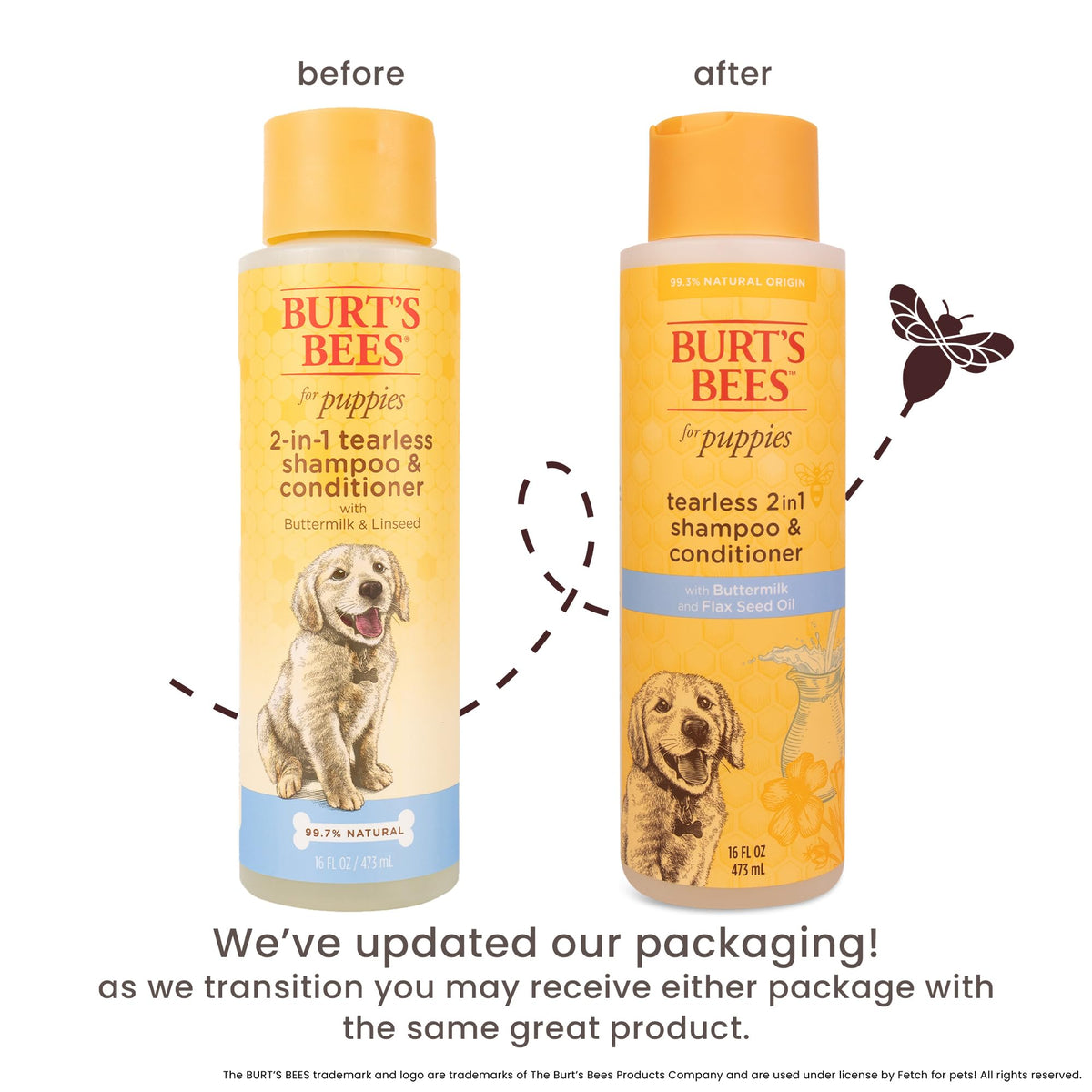 Burt's Bees for Pets Puppy 2-in-1 Shampoo & Conditioner, 16 oz