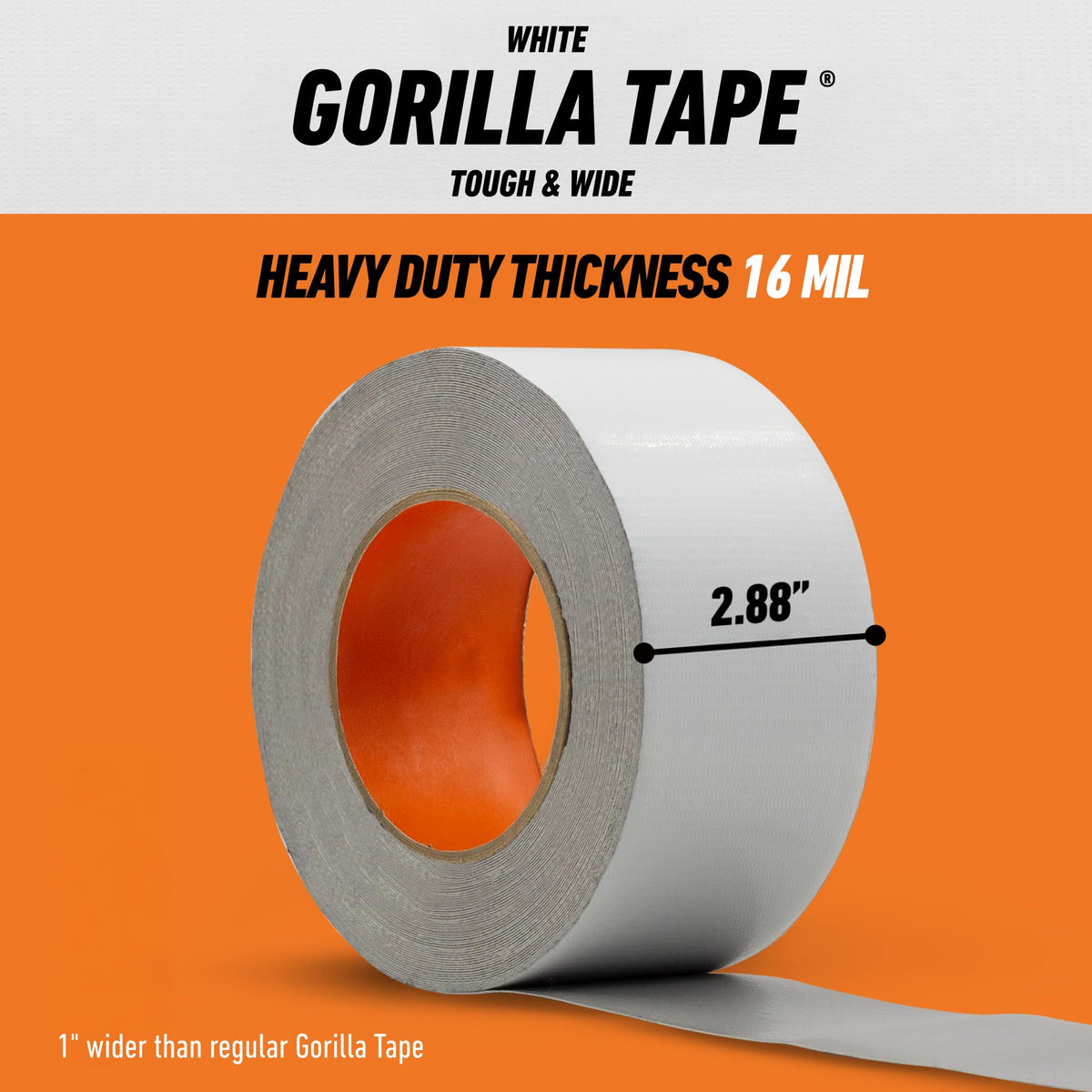 Gorilla Tough and Wide Utility Tape, 2.8 in x 25 yd, White