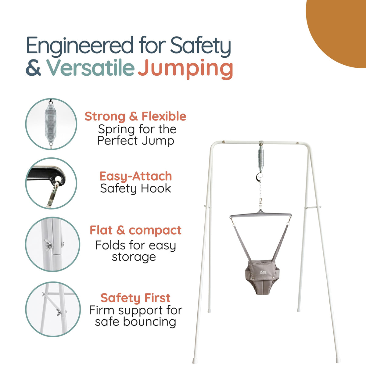 Jolly Jumper Classic Baby Jumper with Stand, Grey
