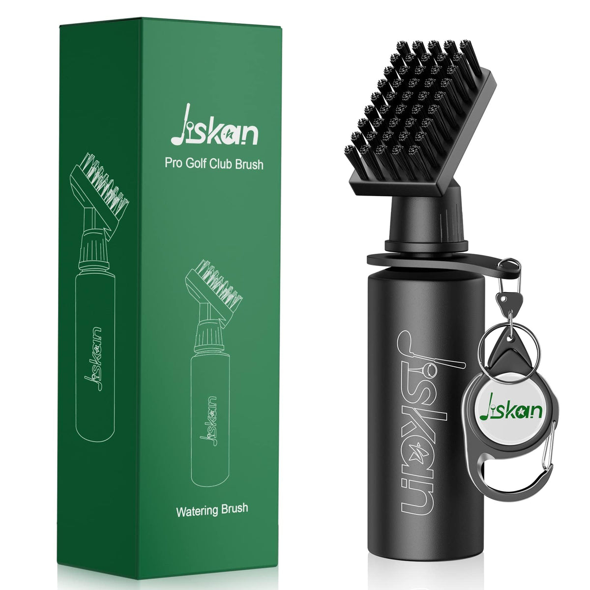 Jiskan Pro Golf Club Brush Cleaner with Retainer Clip, 7.5 in