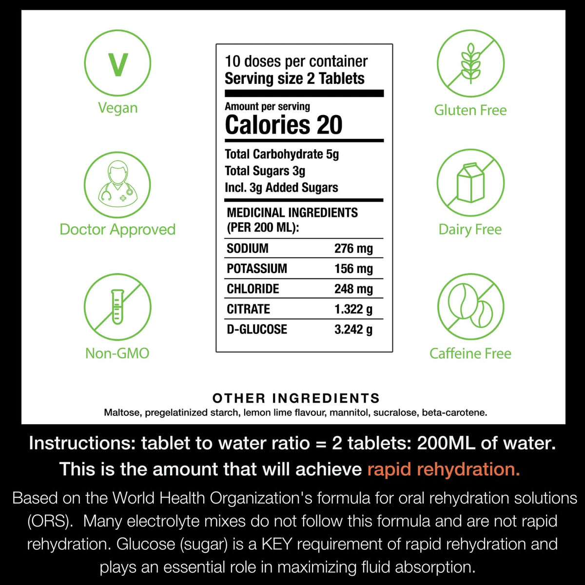 HydraLyte Electrolyte Tablets, Lemon Lime, 40 Count