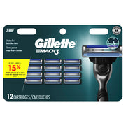 Gillette Mach3 Men's Razor Blade Refills, 12 Refills