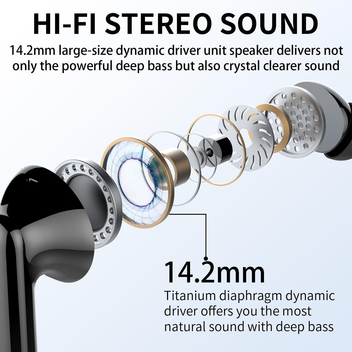Btootos Wireless Earbuds with LED Display, Bluetooth 5.4, Black