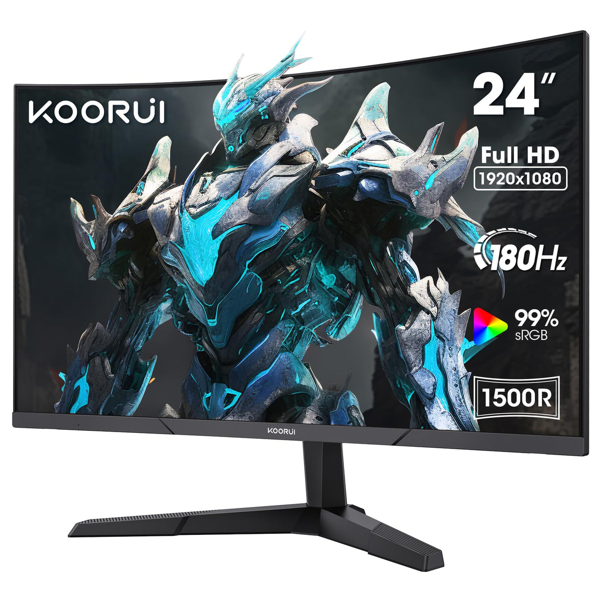 KOORUI 24 Inch Curved Gaming Monitor, 180Hz, 1080P, 1500R, HDR