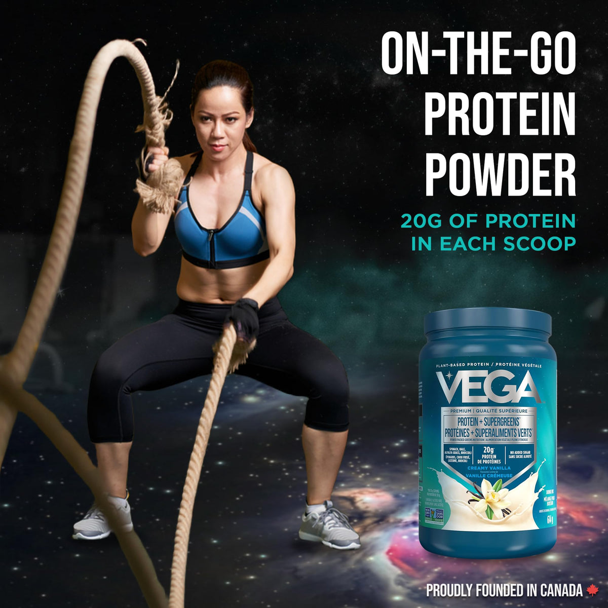 Vega Protein + Supergreens Plant-Based Protein, Vanilla, 614 g