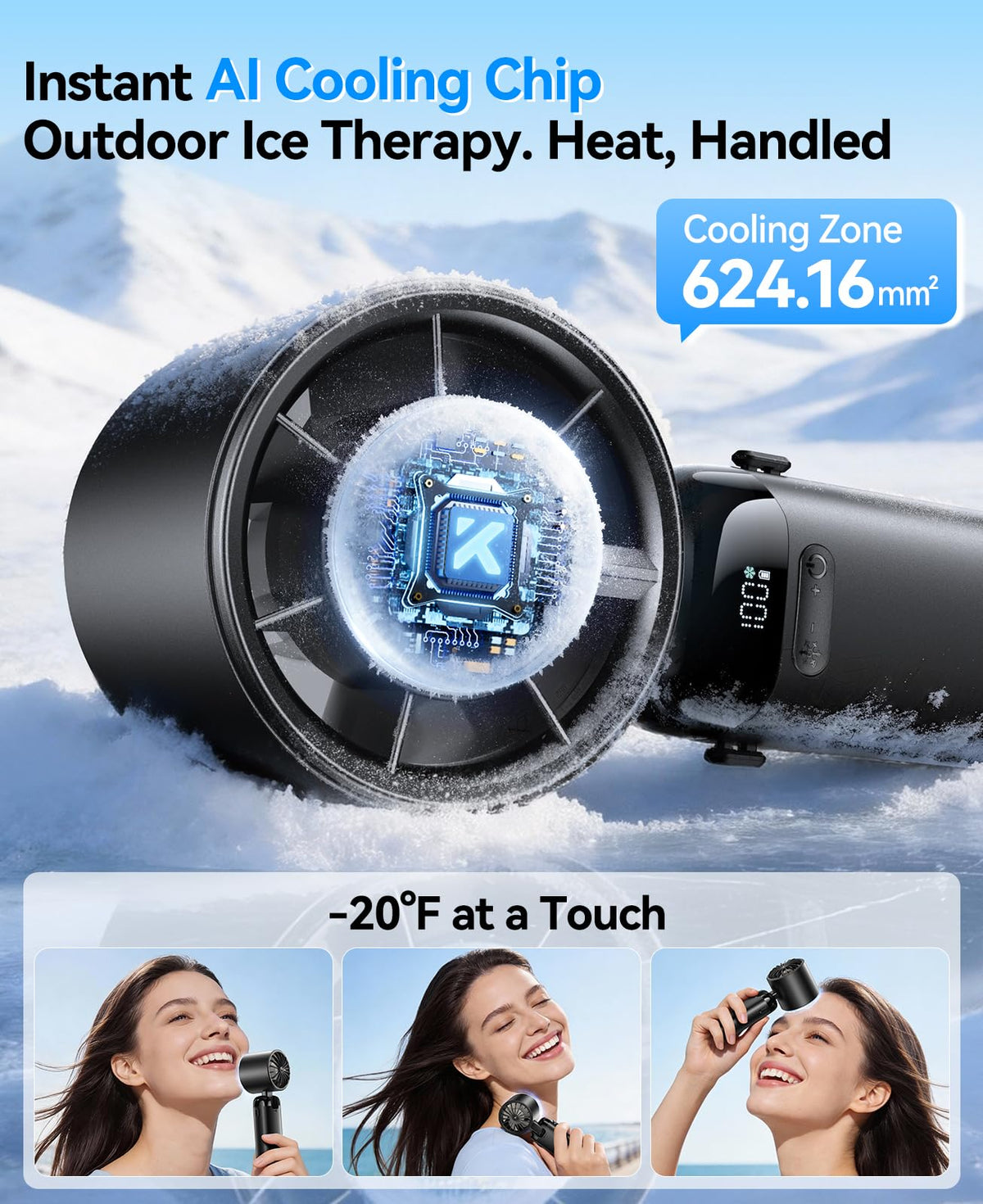 KIMMOO Portable Handheld Turbo Fan with Ice Cooler