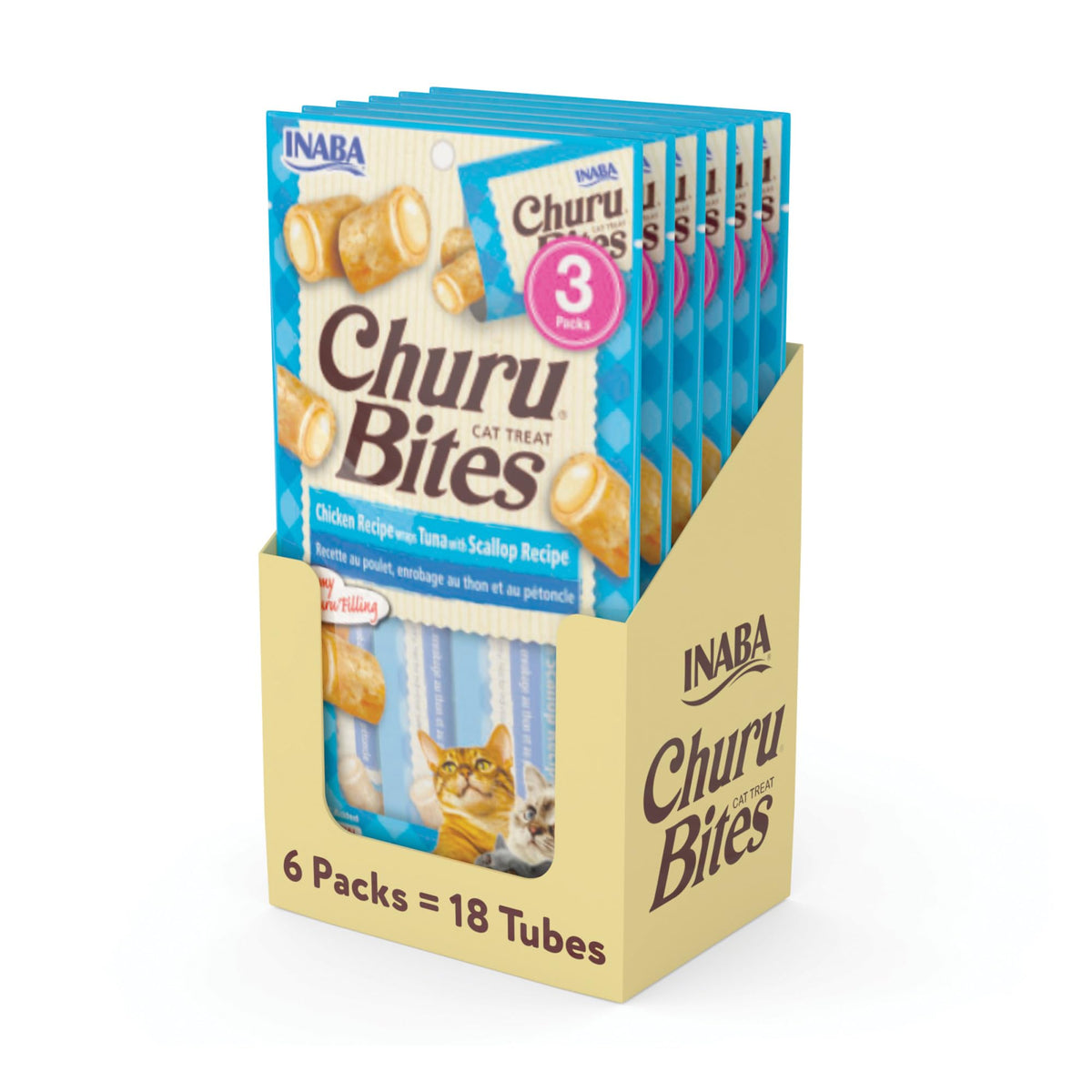 INABA Churu Bites Cat Treats, Tuna Scallop, 18 Count