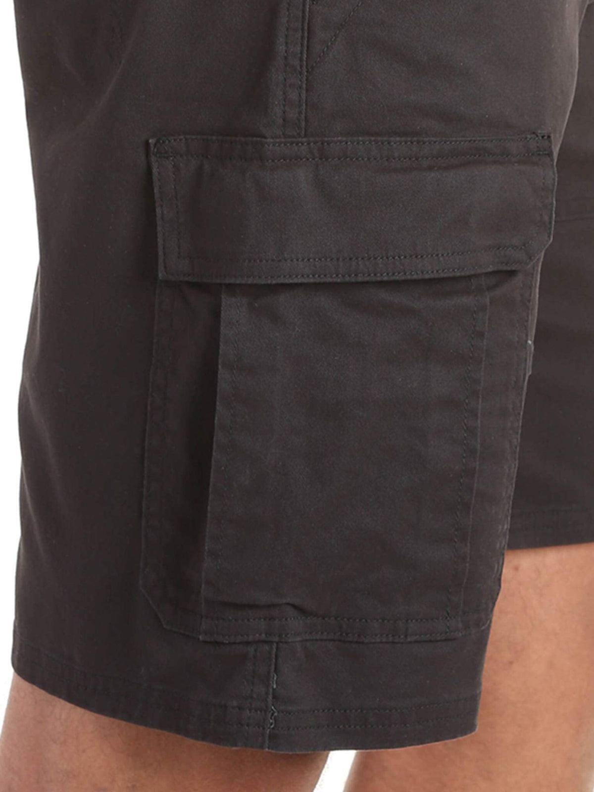 Wrangler Authentics Men's Classic Cargo Stretch Short, Black Twill, 36