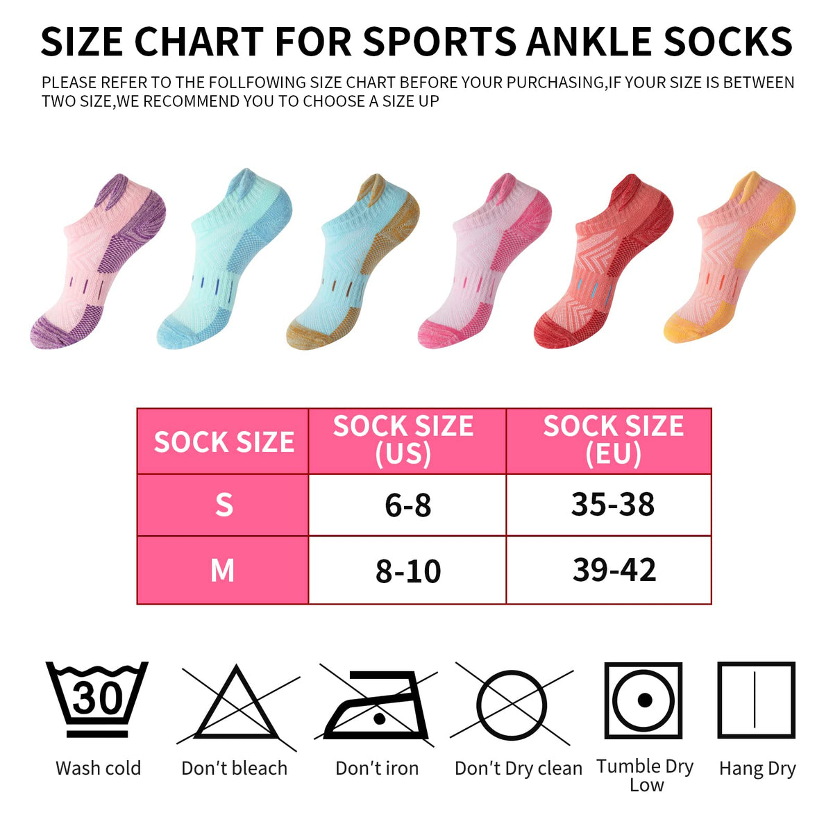 Women's Running Low Cut Cotton Socks, Multicolor, 6 Pairs