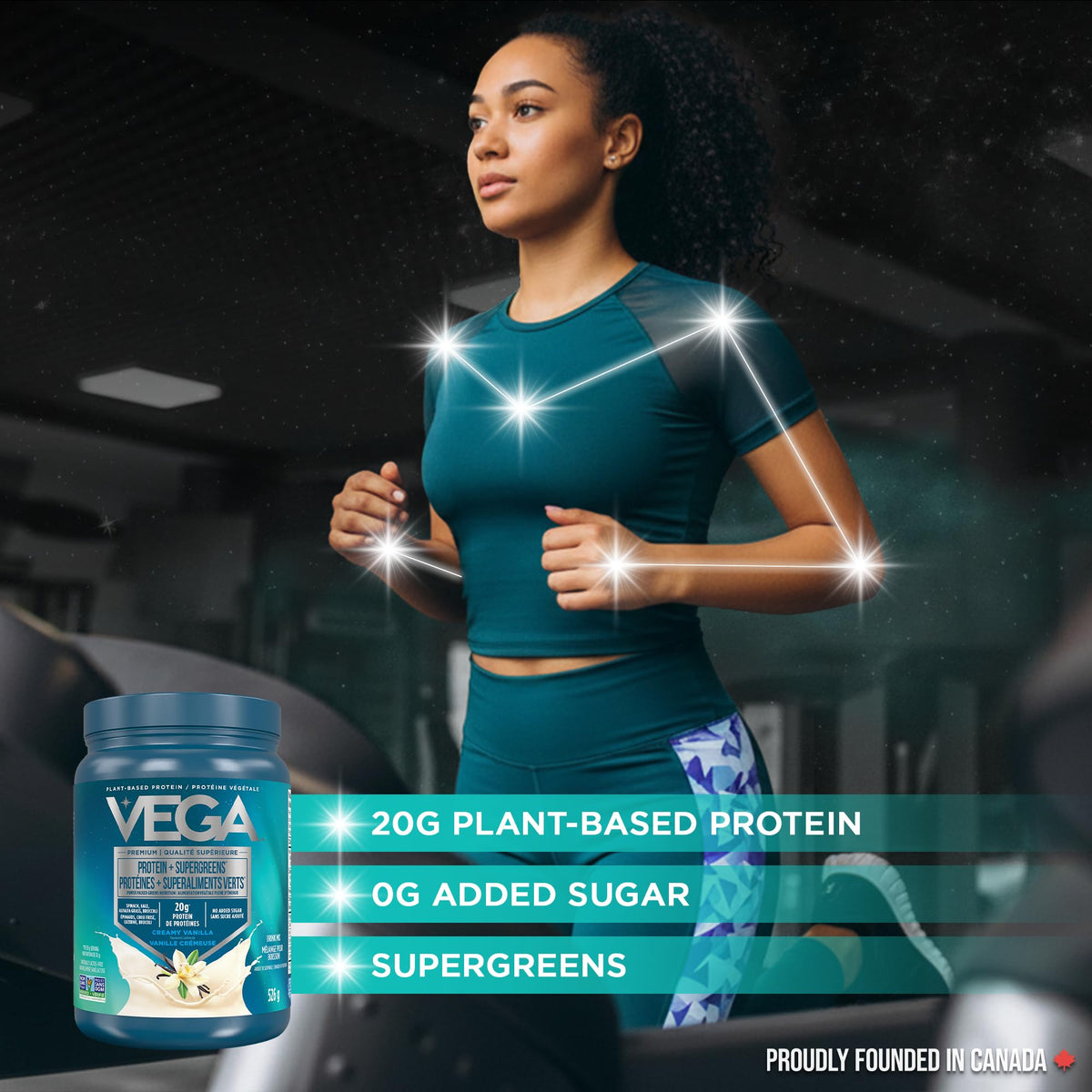 Vega Protein + Supergreens Plant-Based Protein, Vanilla, 526 g