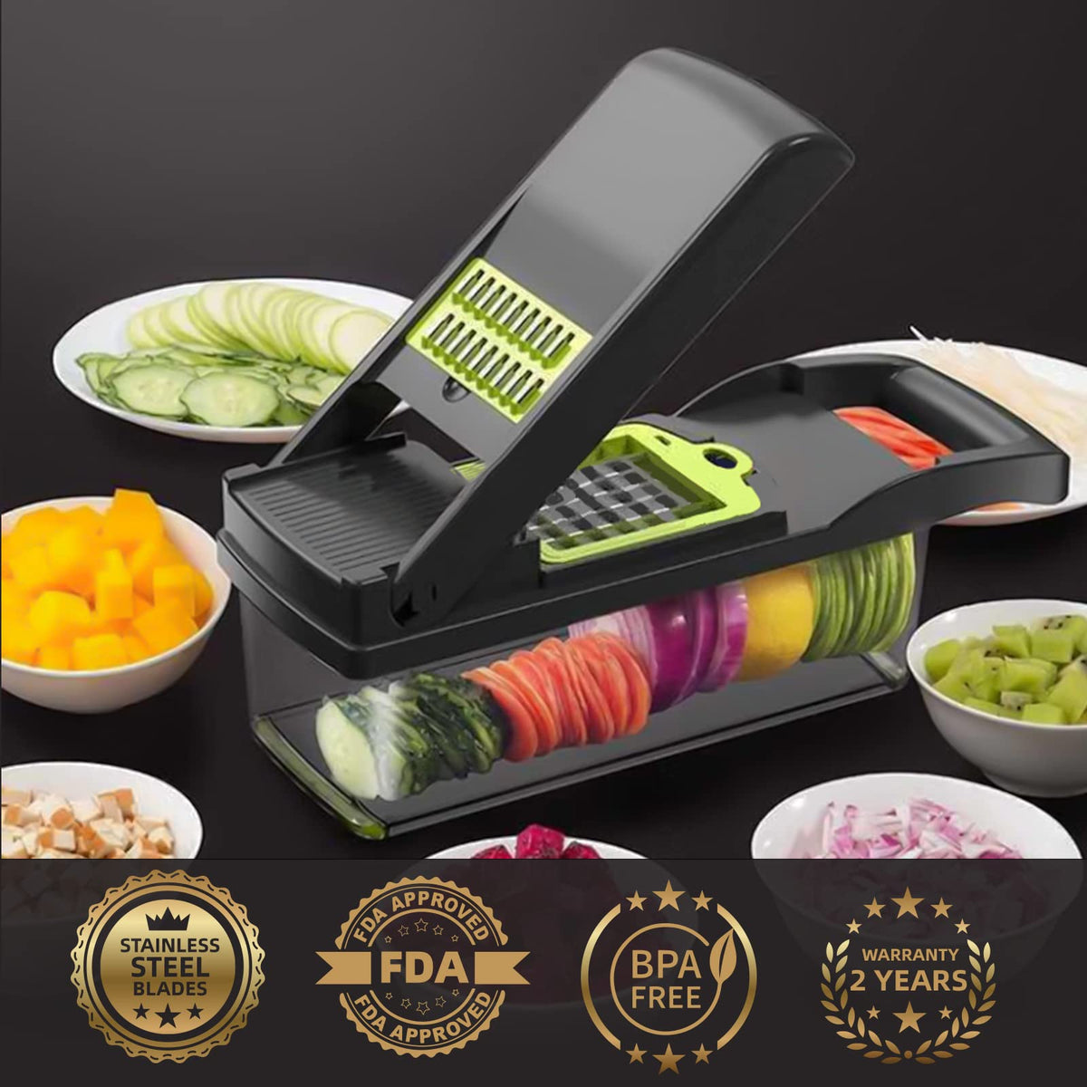 13-in-1 Vegetable Chopper Cutter with Container and 8 Blades