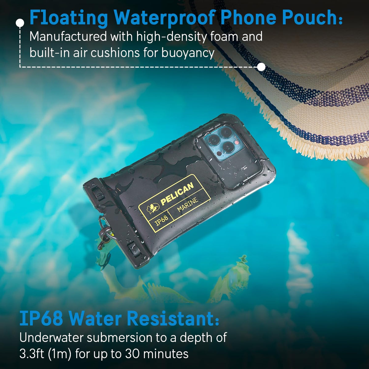 Pelican Marine Waterproof Phone Pouch, 2 Pack, Black/Yellow