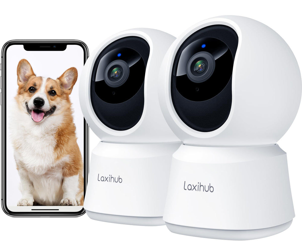 P2T 2K Pan/Tilt Indoor Pet Camera, 360° View (2 Pack)