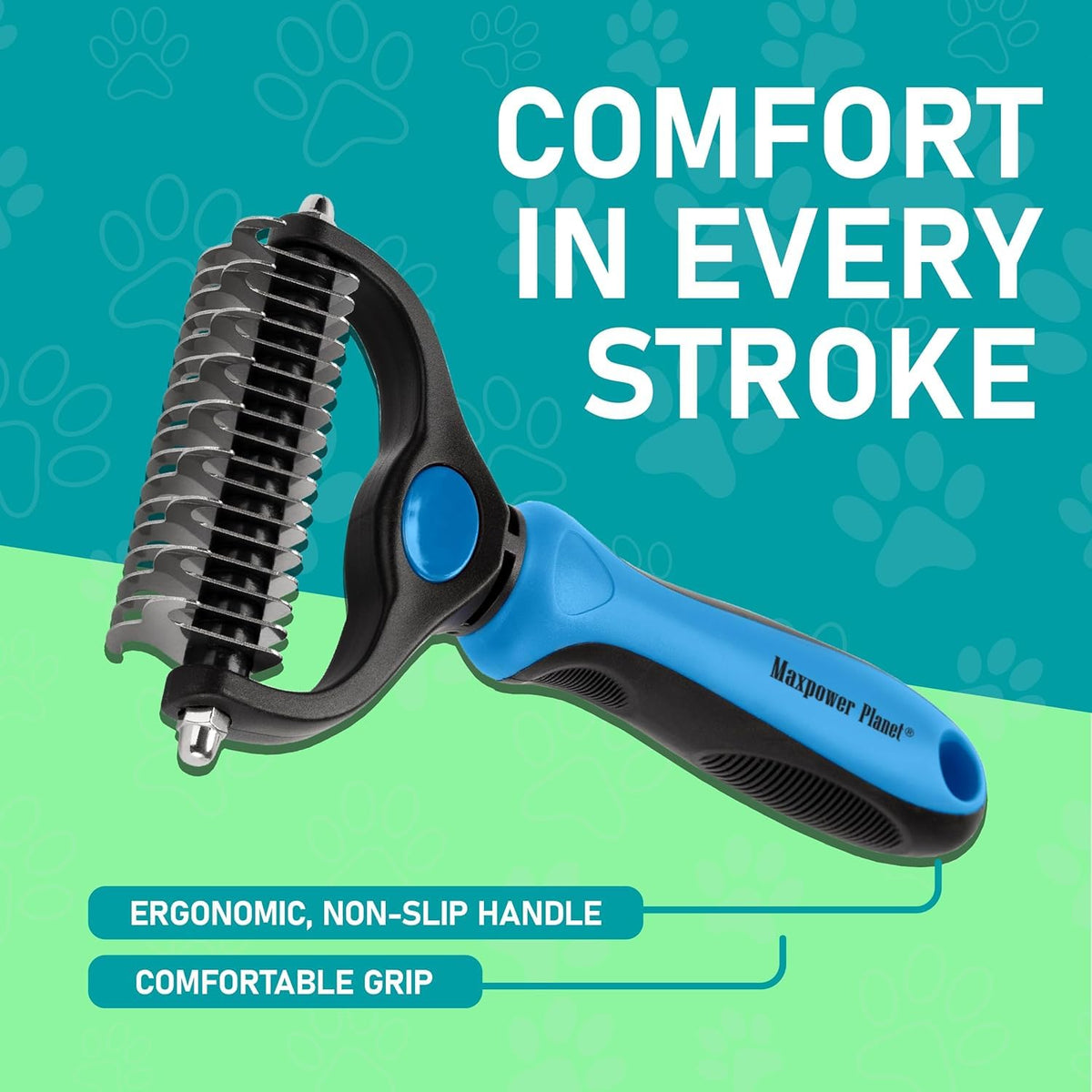 Maxpower Planet Double-Sided Pet Grooming Brush, Large, A1 Blue