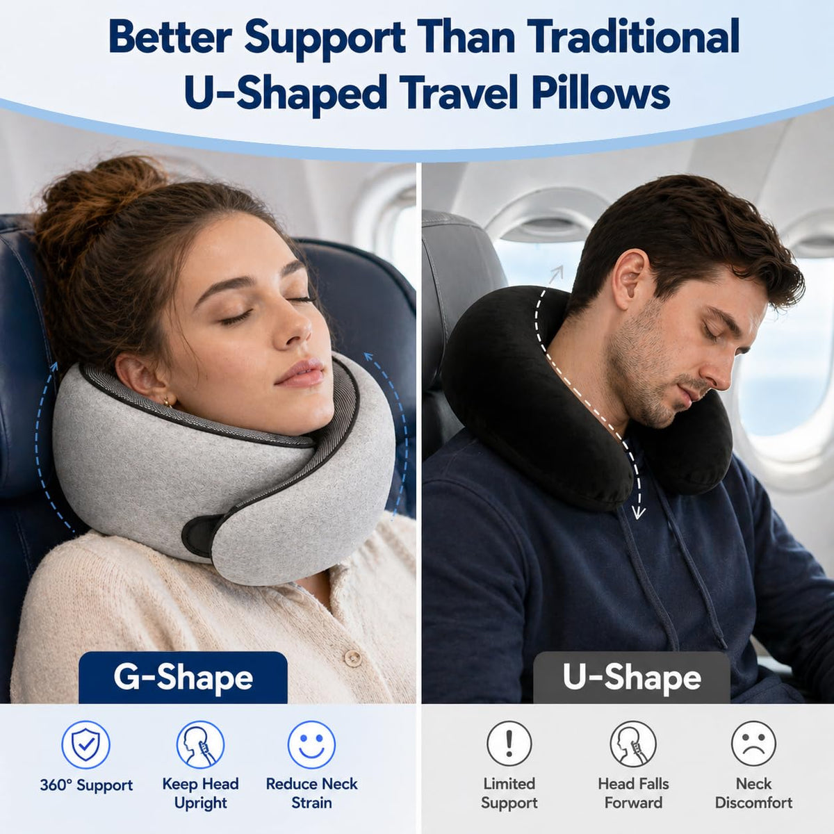 Purroch Memory Foam Travel Neck Pillow with Eye Mask, Light Grey