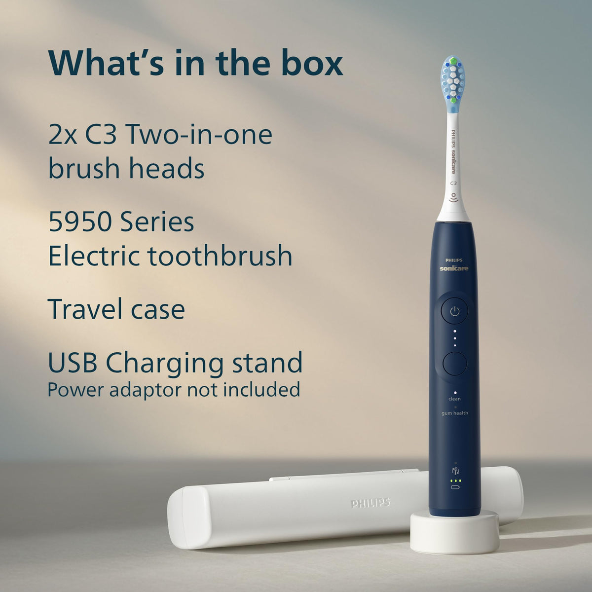 Philips Sonicare 5950 Rechargeable Electric Toothbrush, Blue, 2 Heads
