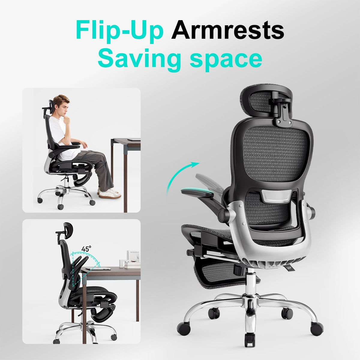 Ergonomic Mesh Office Chair with Tilt and Adjustable Headrest