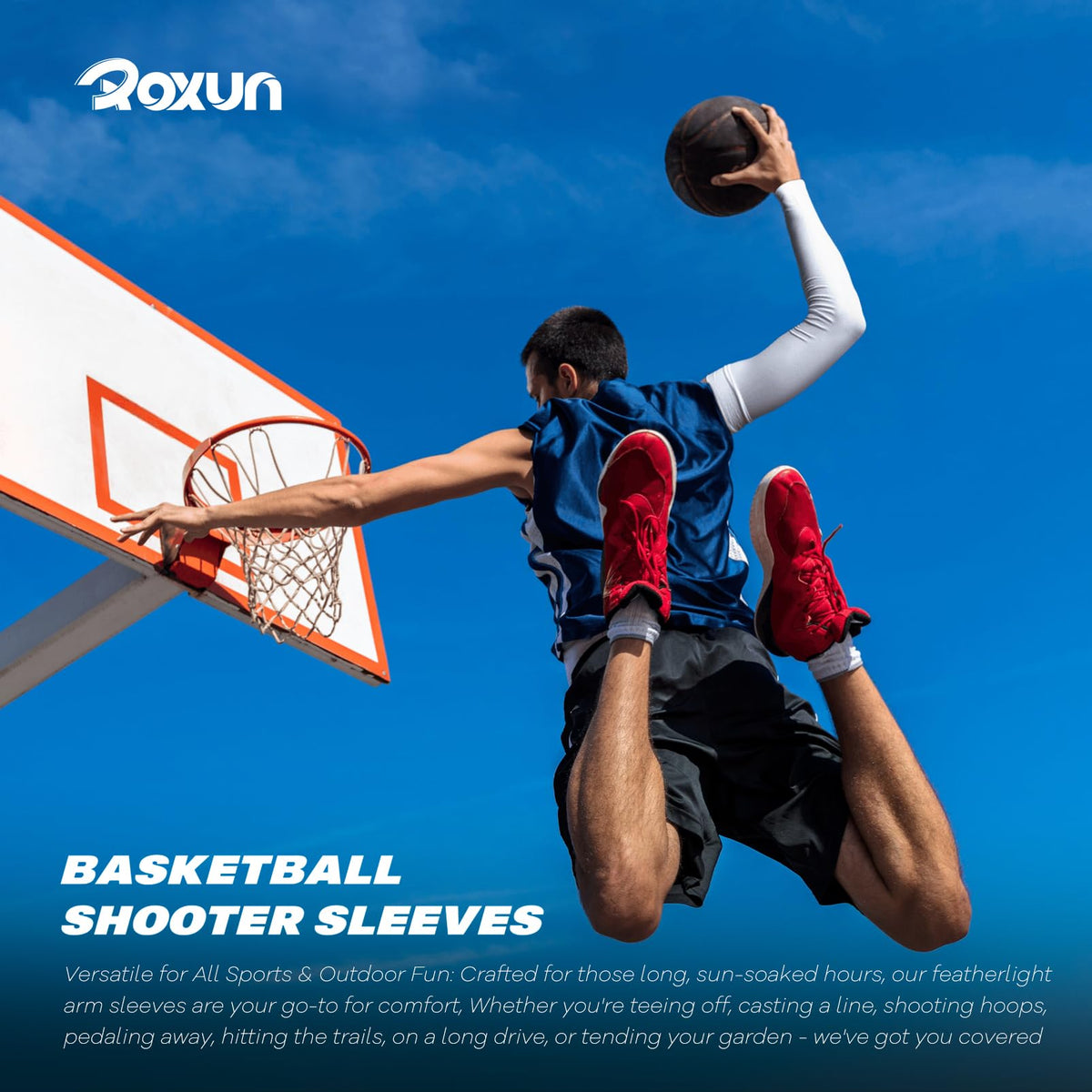 ROXUN Cooling UV Arm Sleeves, White (2 Pairs)