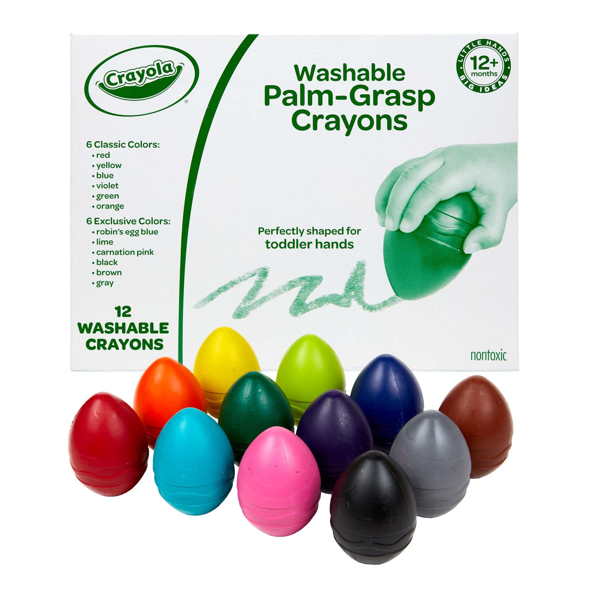 Crayola Jumbo Washable Egg Crayons, 12 Count