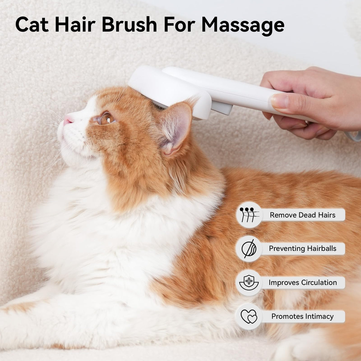 aumuca Cat & Dog Deshedding Brush, White