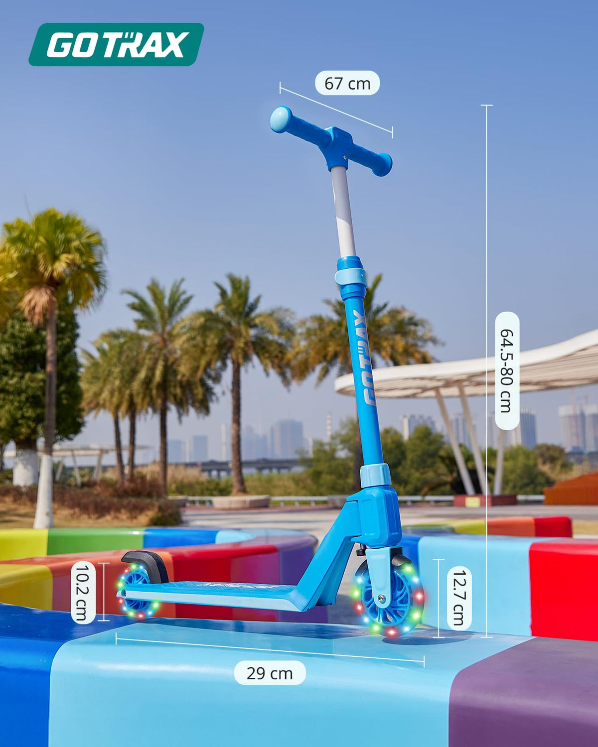 Gotrax K03 Kids' Kick Scooter with LED Wheels, Blue