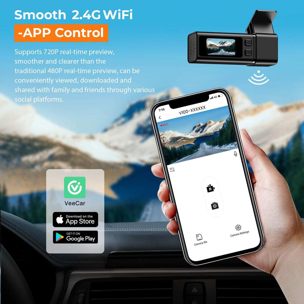 1440P Front Dash Cam with WiFi & 32 GB Card