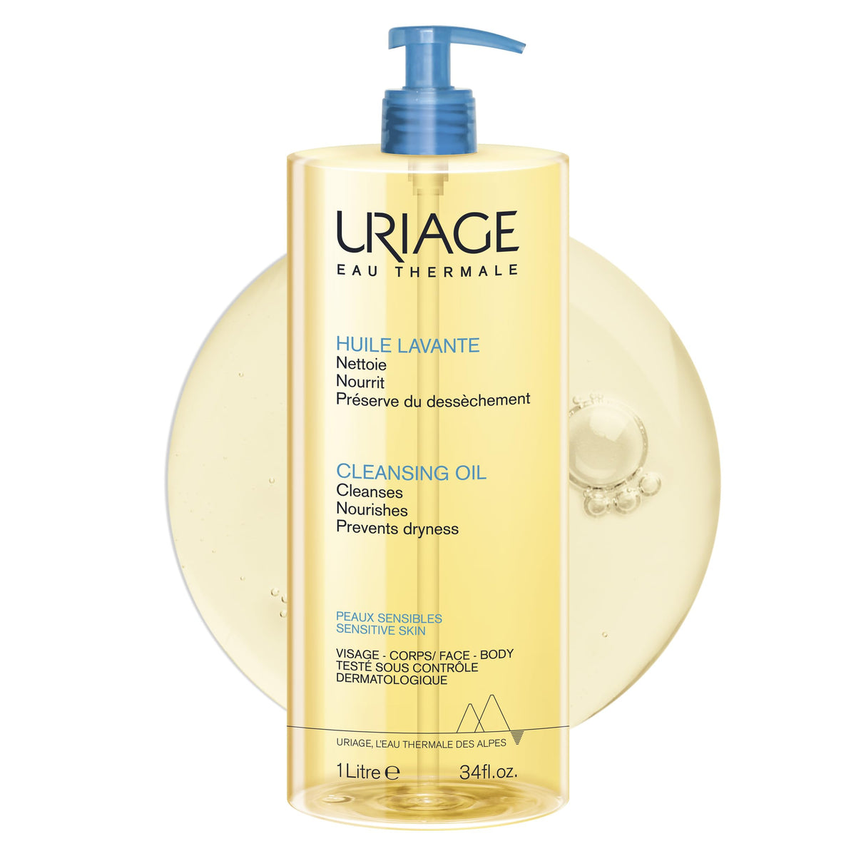 Uriage Cleansing Soothing Oil, Face & Body, 1 L