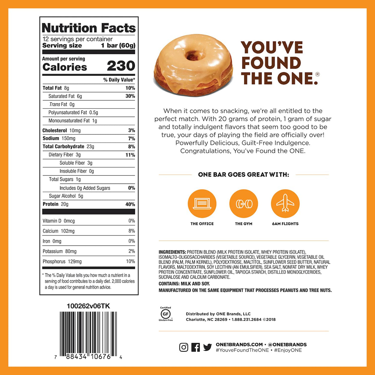 ONE Protein Bars, Maple Glazed Doughnut, 12 x 60 g