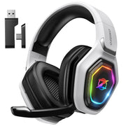 Ozeino Wireless Gaming Headset with Flip Mic, White