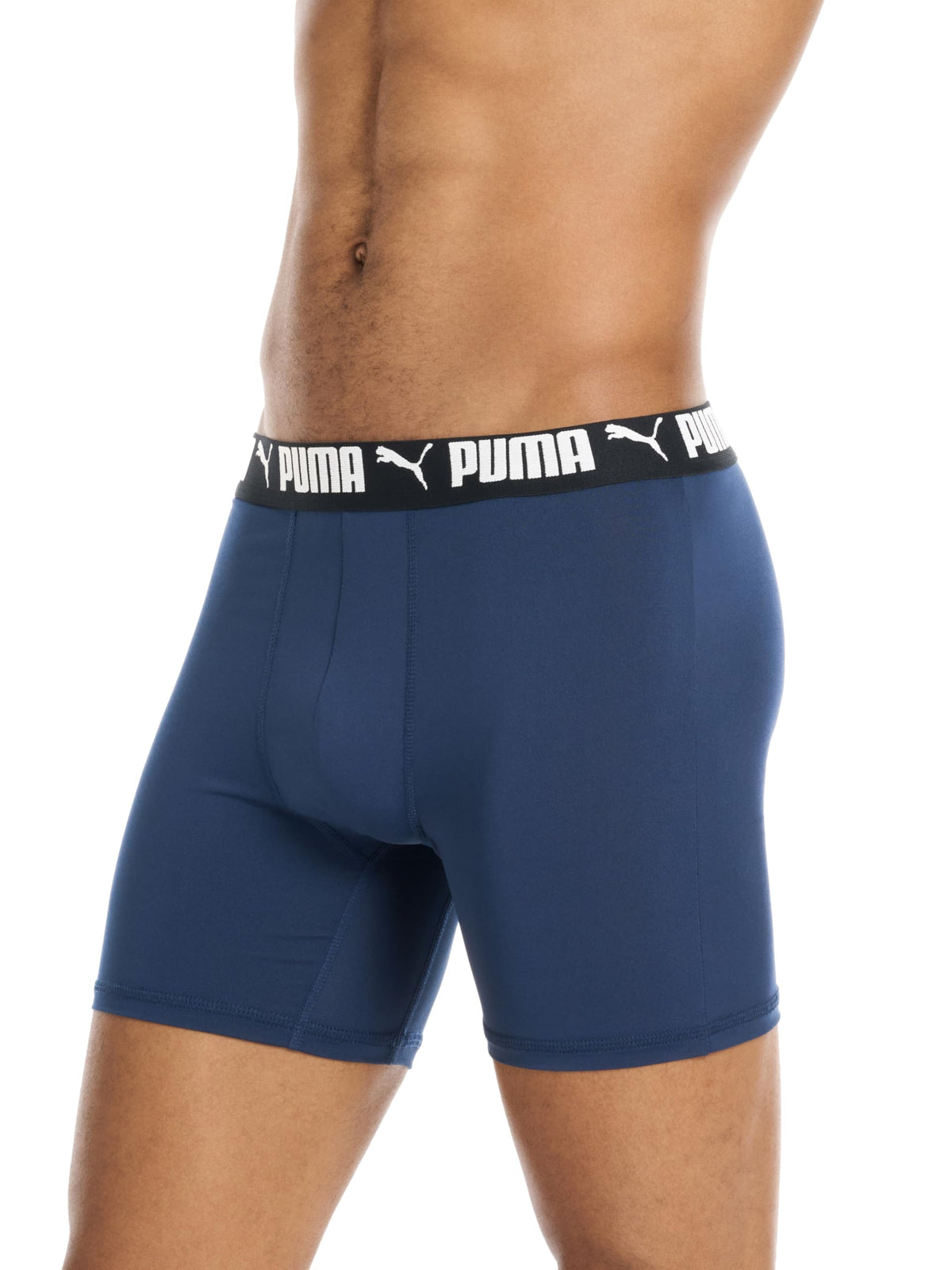 Puma Men's 4 Pack Stretch Boxer Briefs, Blue/Black/Gray, X-Large