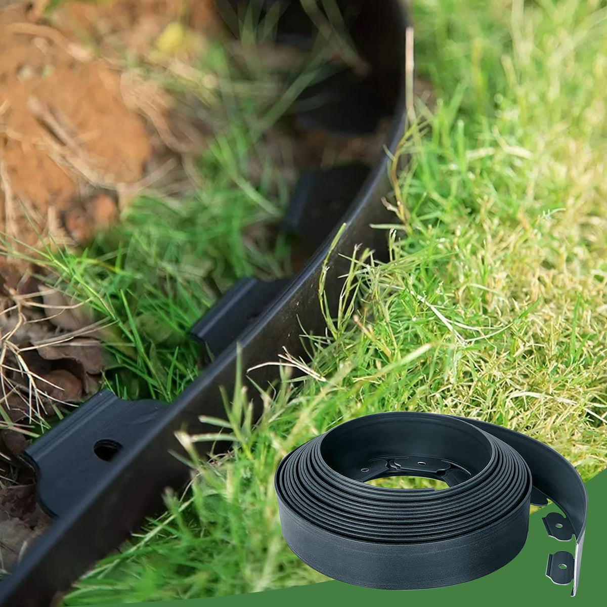 Garden Edging Border Kit with 40 Stakes, 40 ft x 2"
