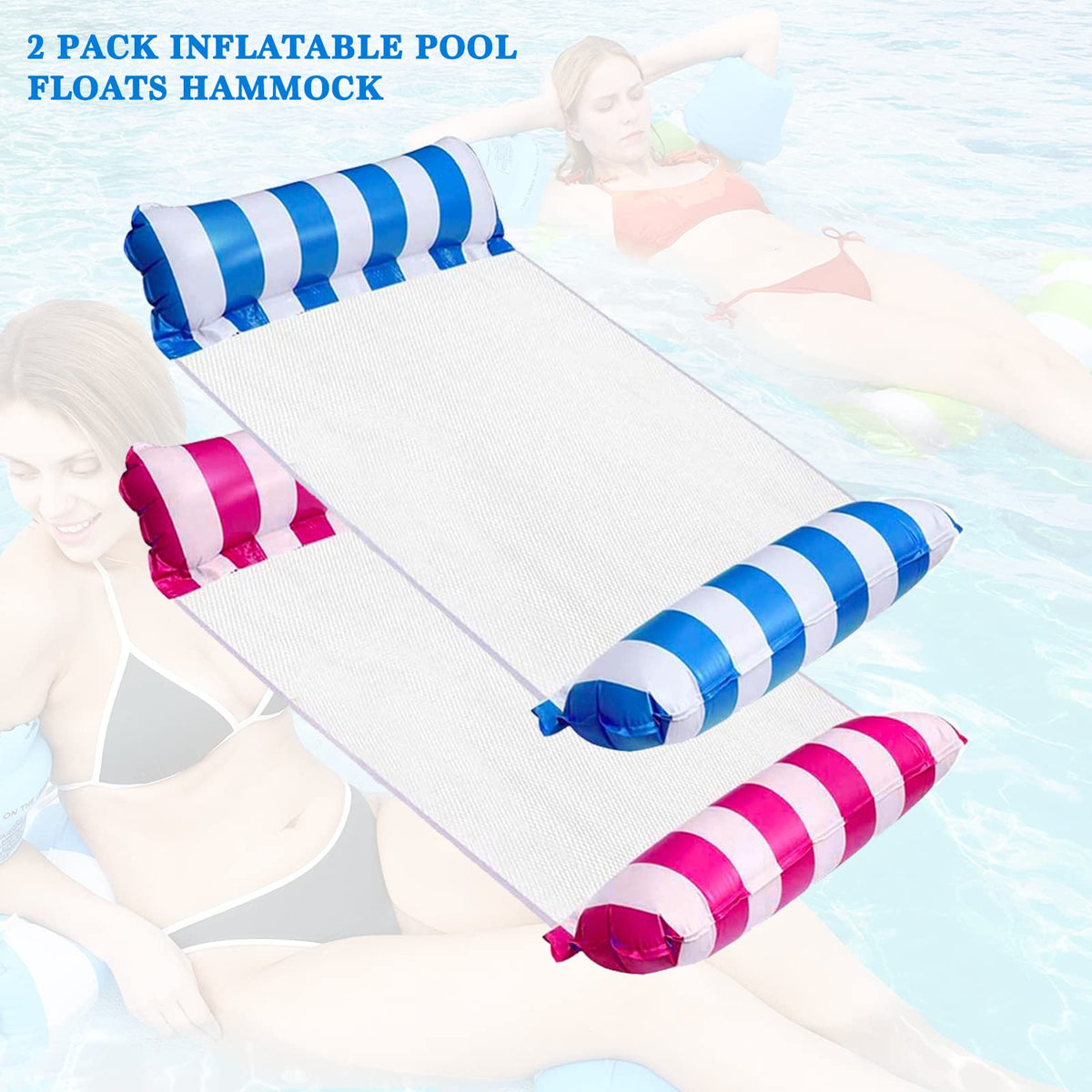 FUNNYTA 4-in-1 Water Hammock Pool Float (2 Pack)