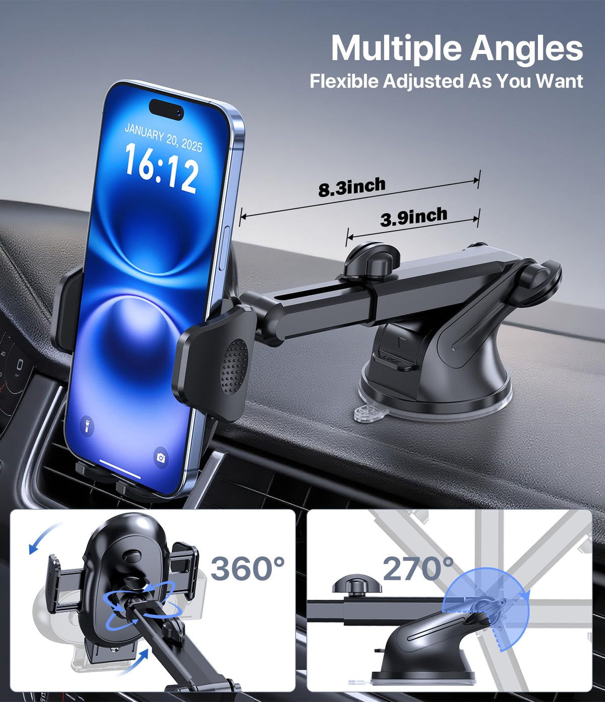 Miracase 4-in-1 Car Phone Mount with Suction Cup