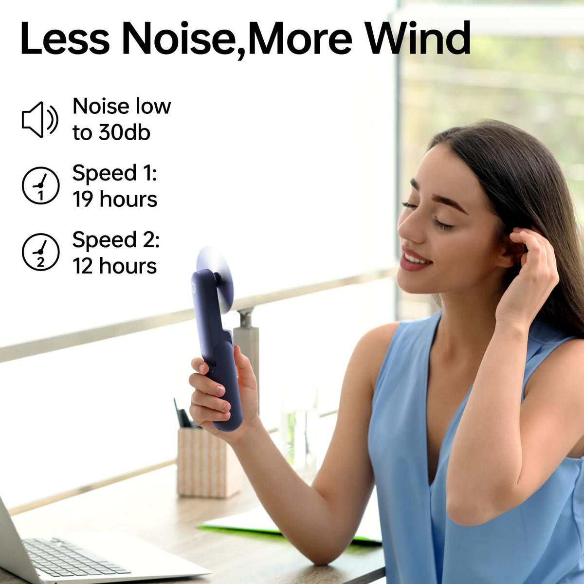 JISULIFE Portable Handheld Fan, Blue