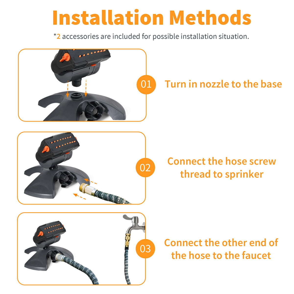 Diivoo Mini Turbo Oscillating Garden Sprinkler, 16 Nozzles, Grey