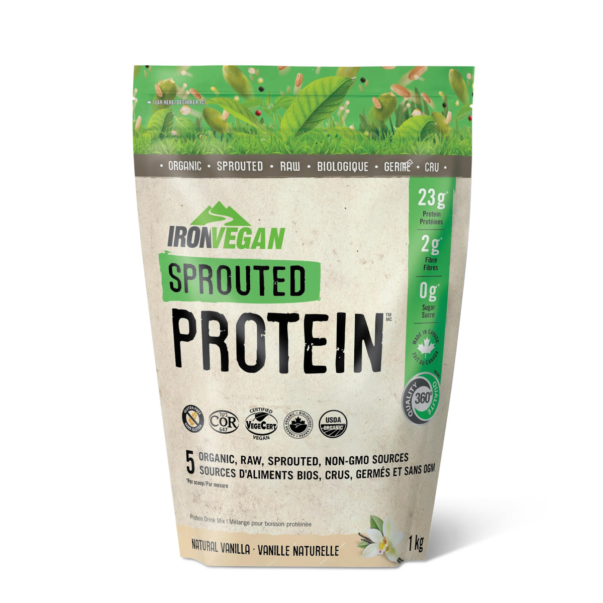 Iron Vegan Sprouted Protein, French Vanilla, 1kg