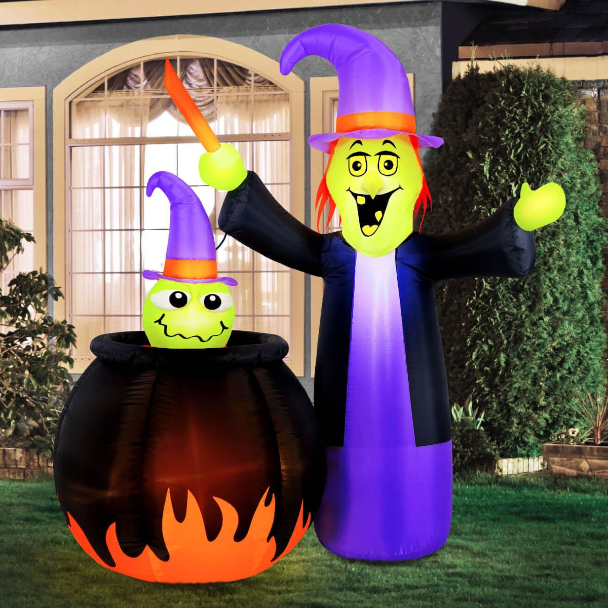 Occasions 5 Foot Inflatable Animated Witch with Cauldron