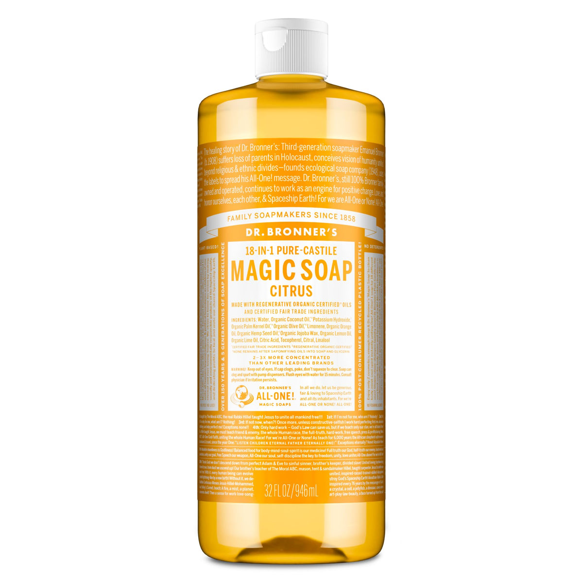 Dr. Bronner's Pure-Castile Liquid Soap, Citrus, 946 mL