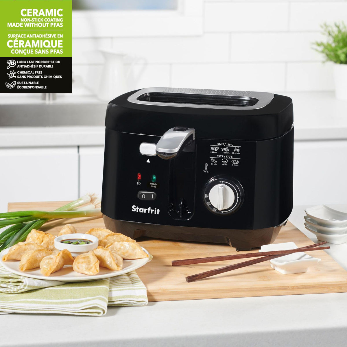 Starfrit Deep Fryer, 2.5L Capacity, Ceramic Bowl, Black