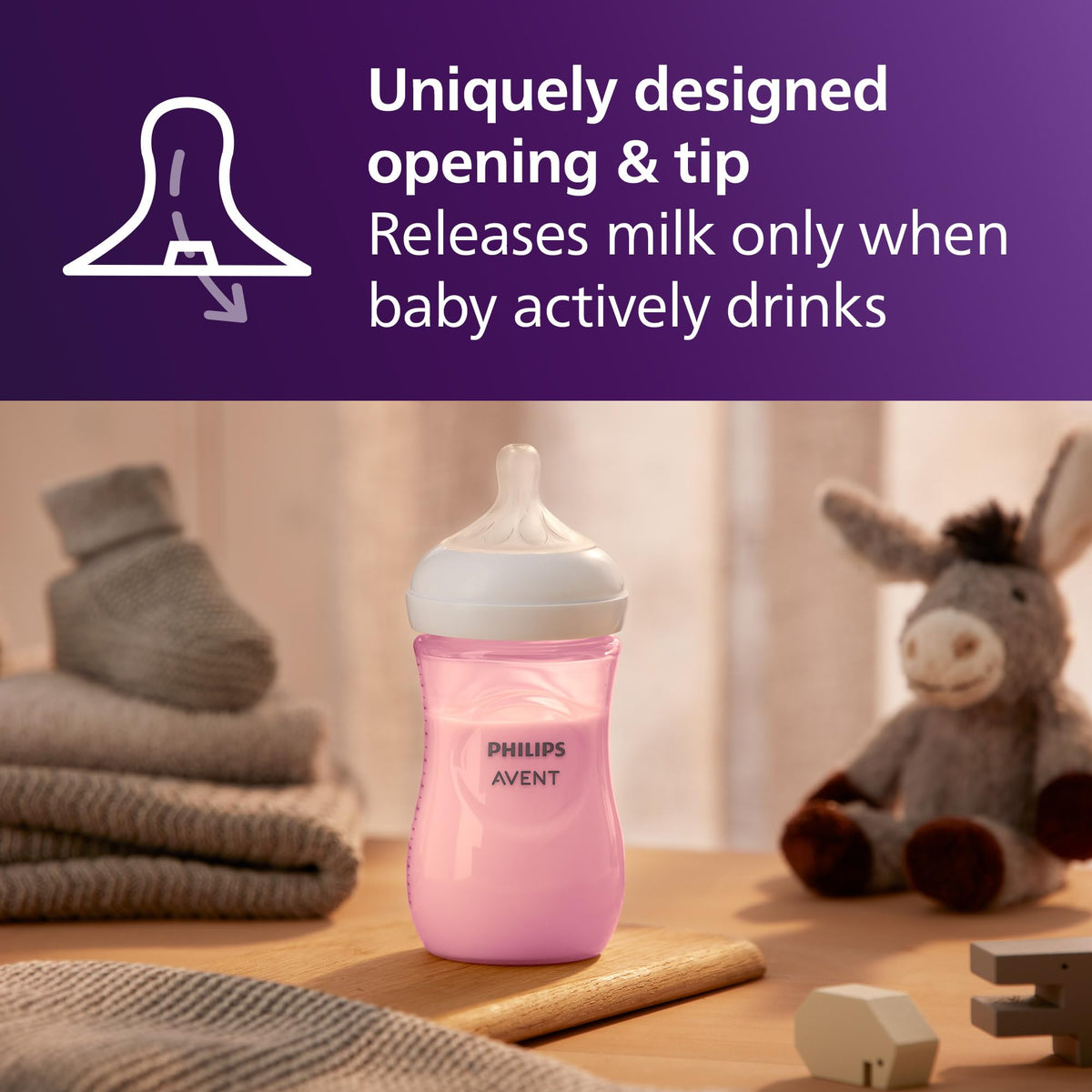 Philips Avent Natural Baby Bottles, Medium Flow, 9 oz, 3-Pack