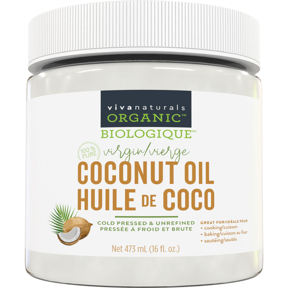 Viva Naturals Organic Virgin Coconut Oil, 16 fl oz (473 mL)