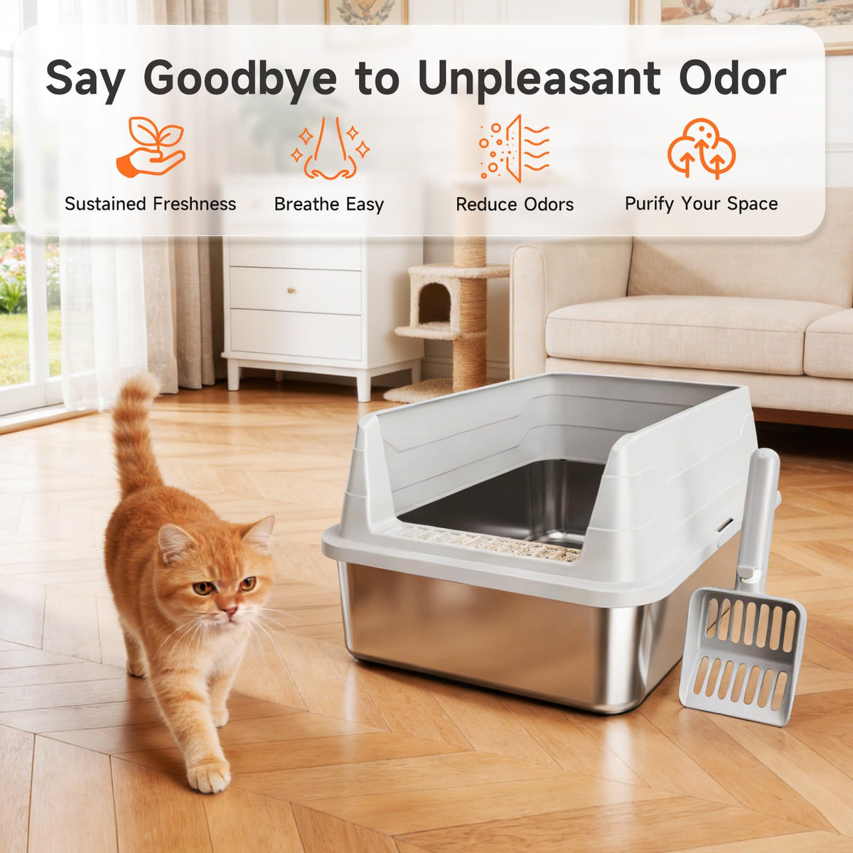Stainless Steel Cat Litter Box with High Sides