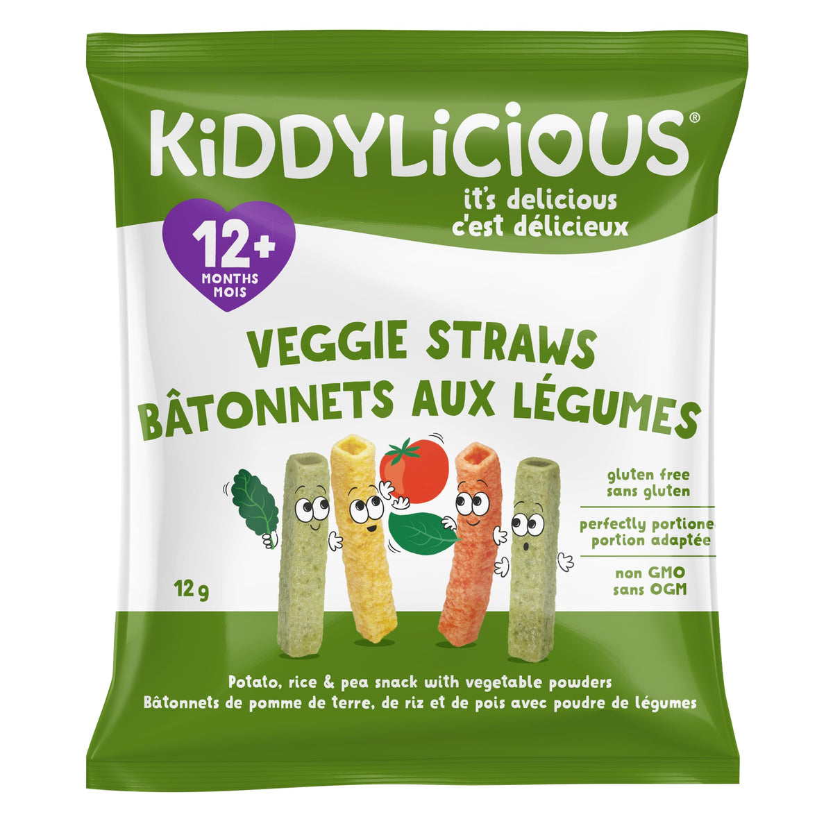 Kiddylicious Veggie Straws, 12+ Months, 9 Portions, 108 g