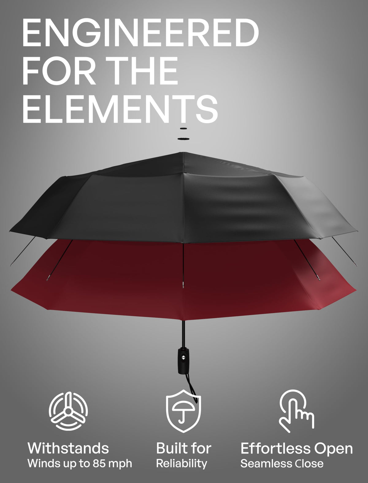 Repel Windproof Compact Travel Umbrella, Black/Red