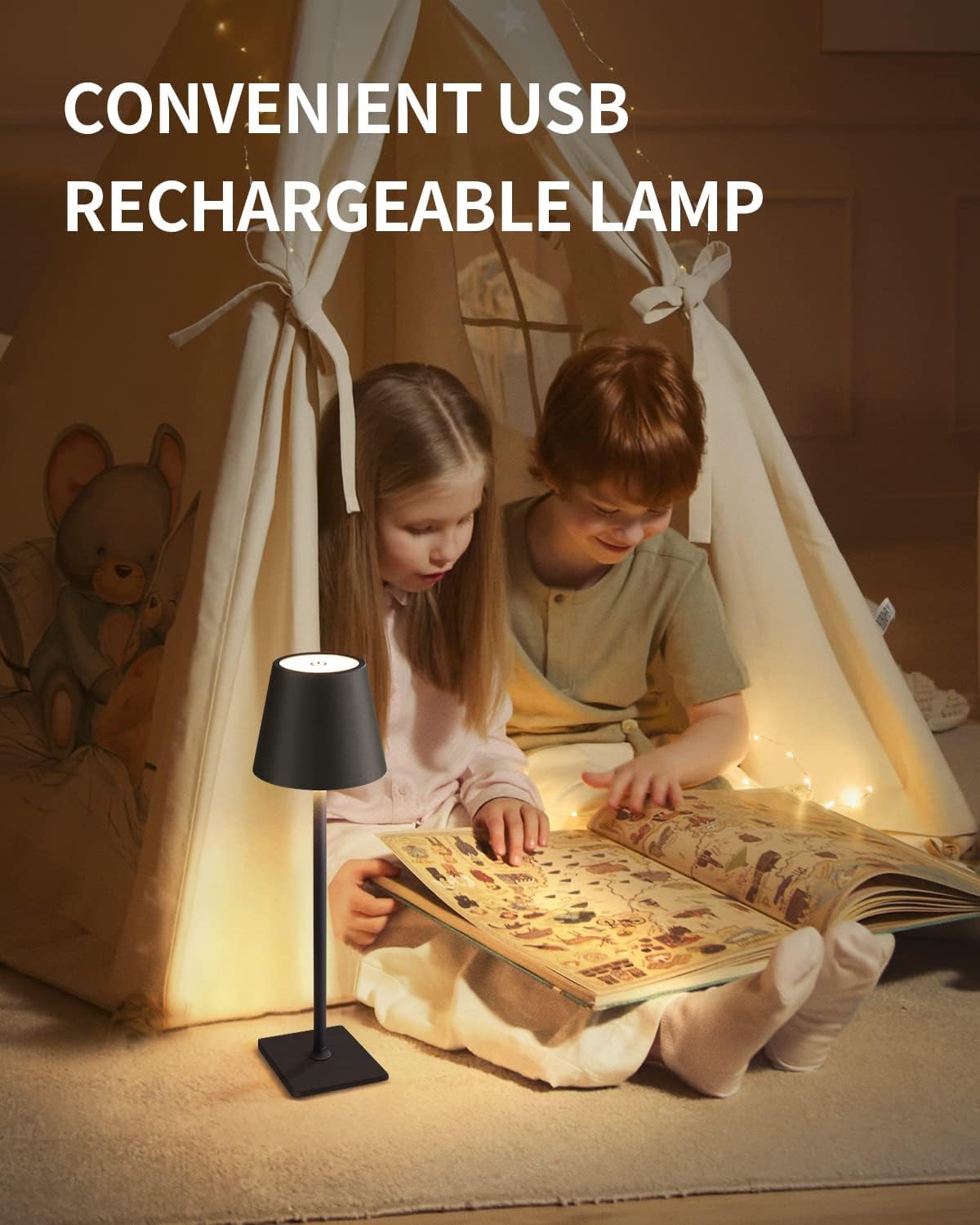 Ophouliy Cordless Rechargeable LED Table Lamps, Black (2 Pack)