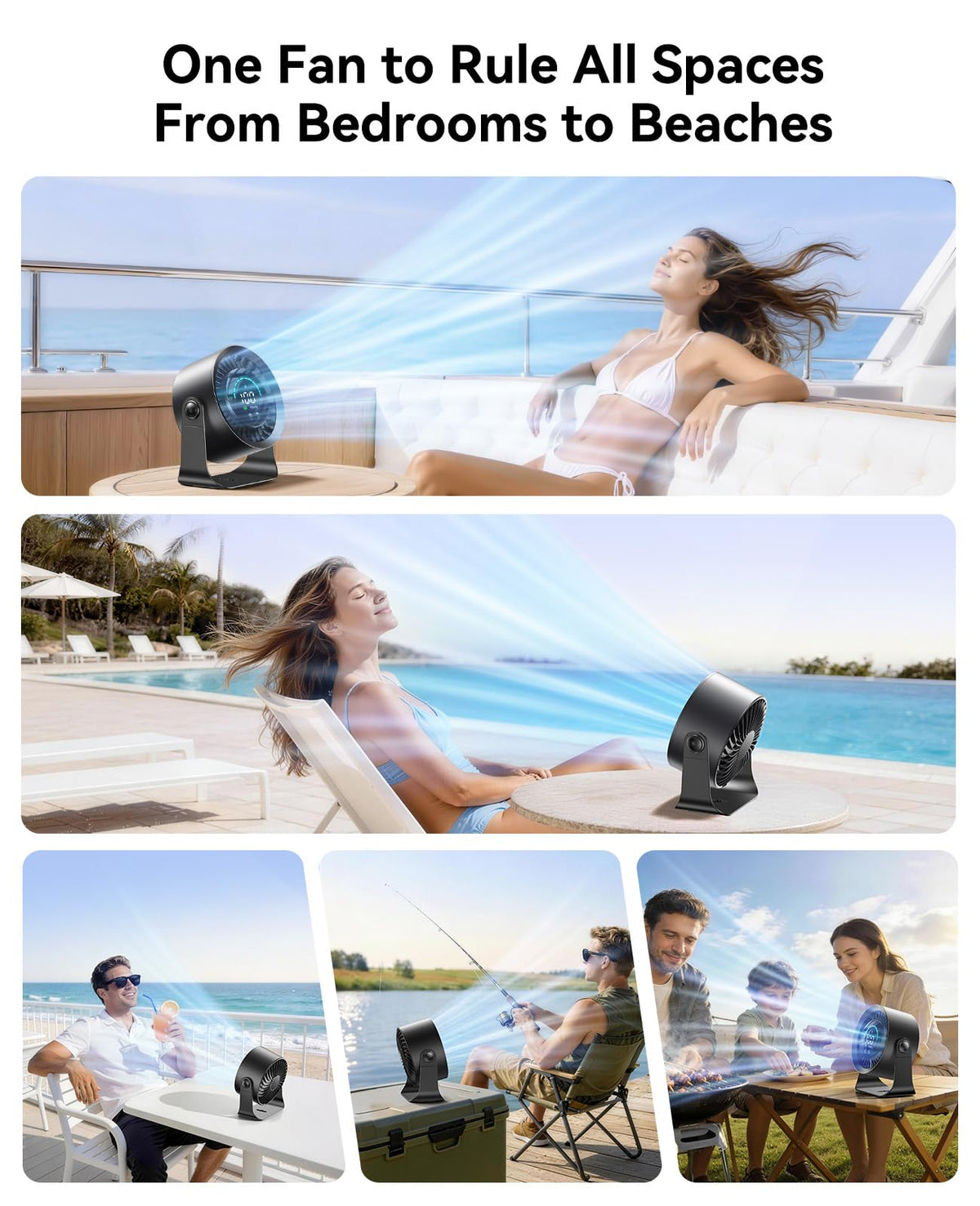 DIGIX Rechargeable USB Desk Fan for Bedroom