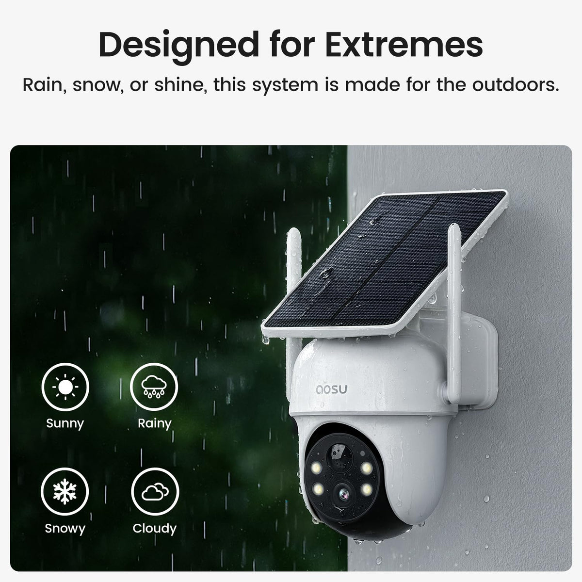 AOSU 2K Solar Wireless Outdoor Security Cameras (2 Pack)