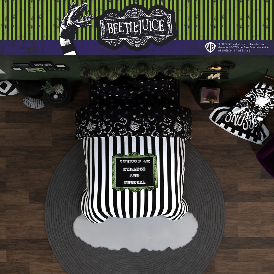 Franco Beetlejuice Striped Bedding Set, Full, 5 Piece