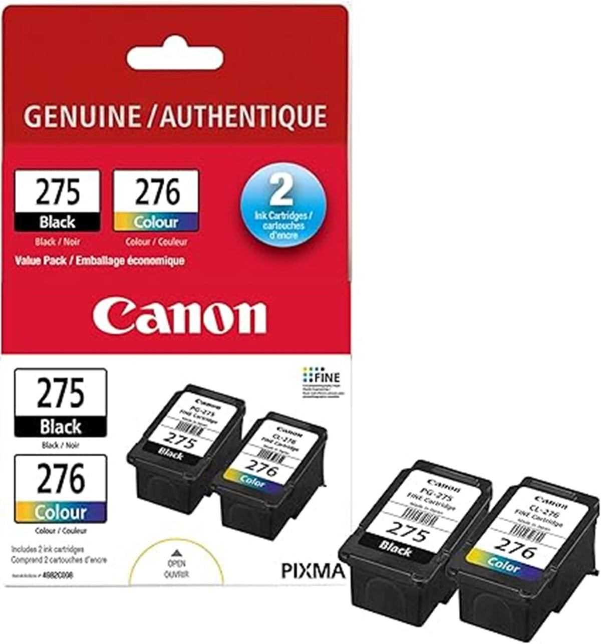 Canon PG-275 Black/CL-276 Colour Ink Cartridges, Value Pack (2 Count)